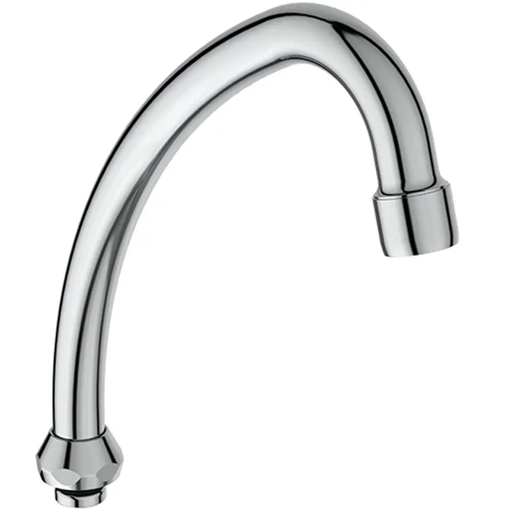 Rohrauslauf in glänzendem Chrom, gestaltet für den Einsatz in Sanitäranlagen, hergestellt von Ideal Standard.
